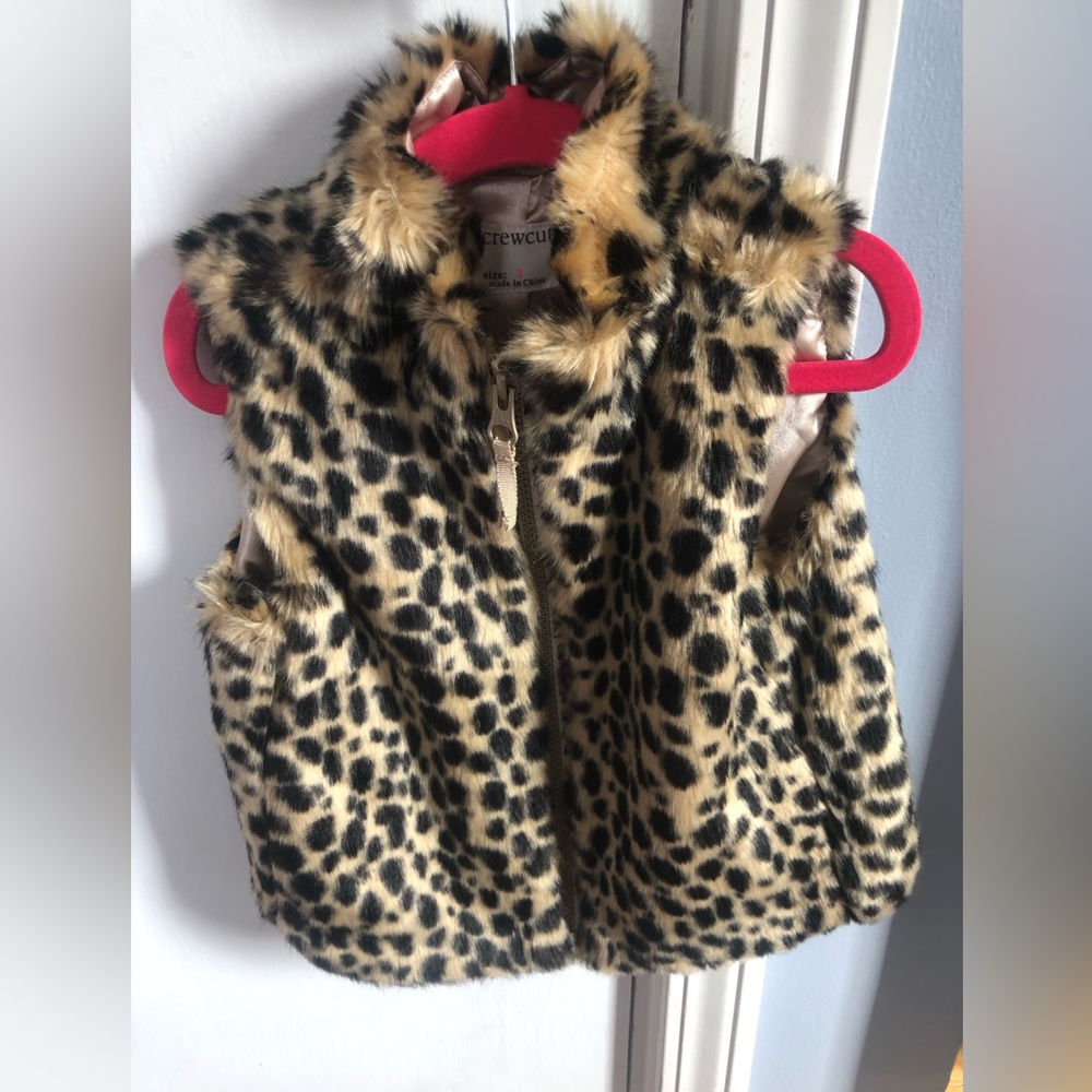 Crewcuts faux fur leopard vest
